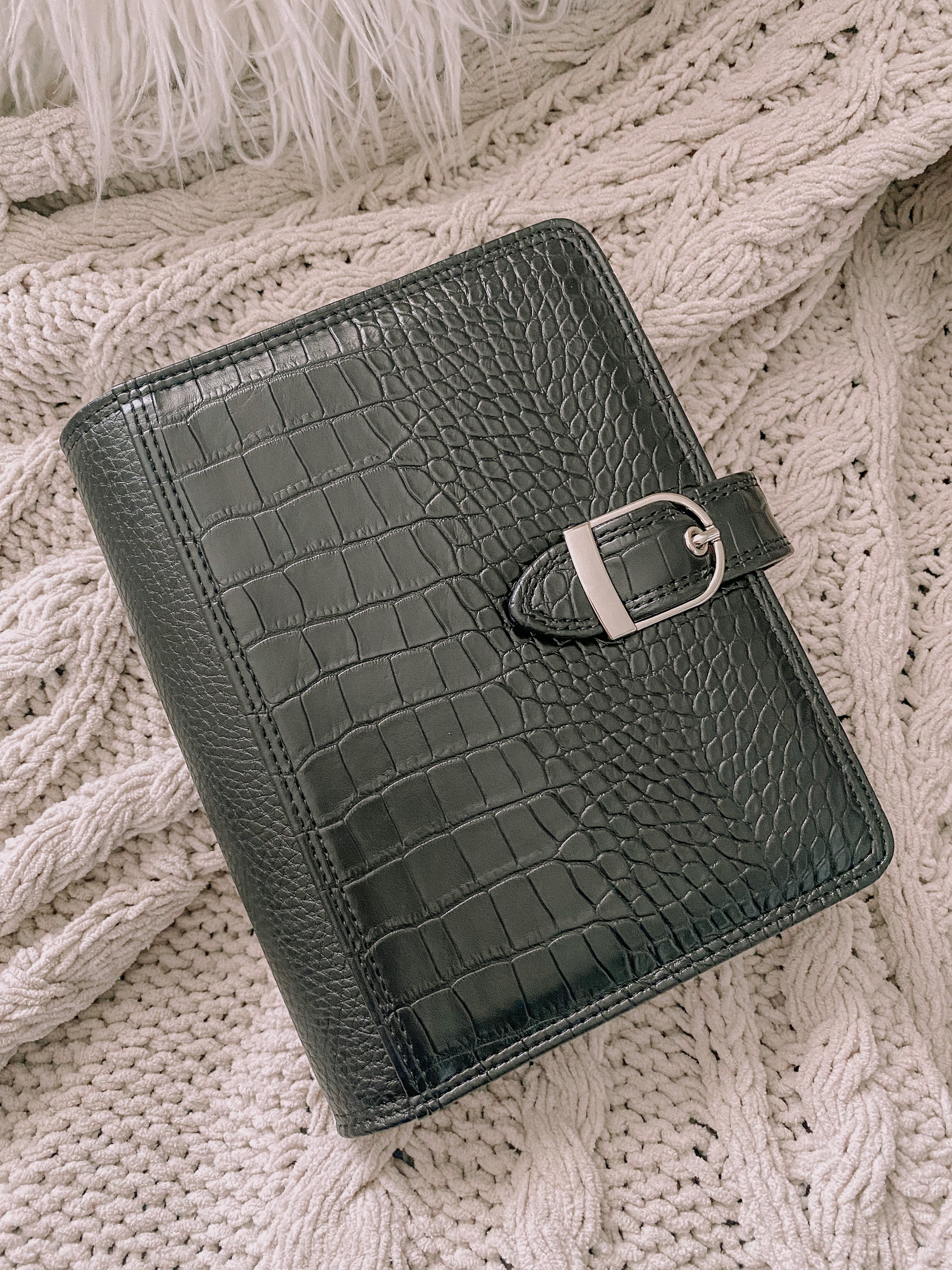 Agenda Cover, Large, Croc Leather